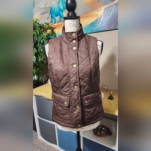 Jones New York Vest Women's XXS Brown Quilted Puffer Lined